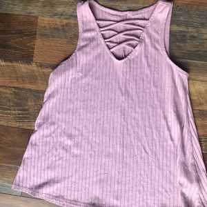 Light pink crisscrossed tank